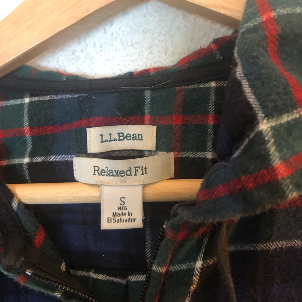 RARE L.L. Bean Hooded Full Zip unlined Flannel - Picture 2 of 5